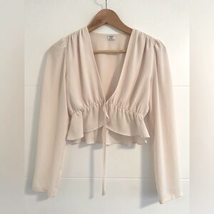 ARITZIA Sunday Best Tie Front Crop Blouse